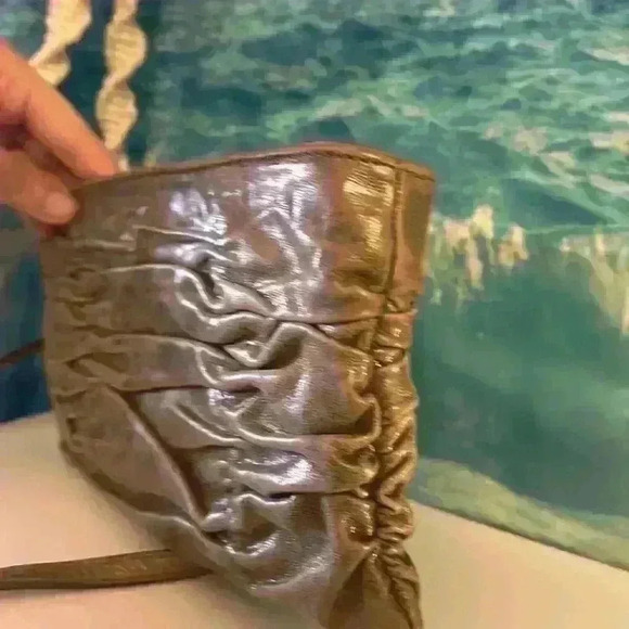 MICHAEL Michael Kors Webster Metallic Golden Crossbody Clutch - Picture 8 of 14